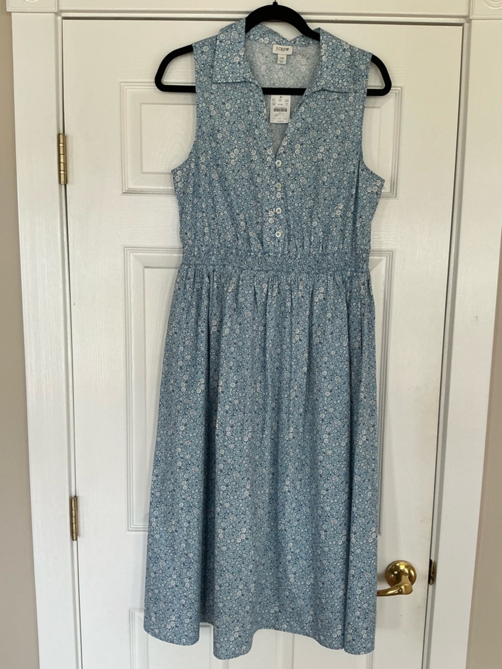 J. Crew Light Blue Sleeveless Floral Midi Dress